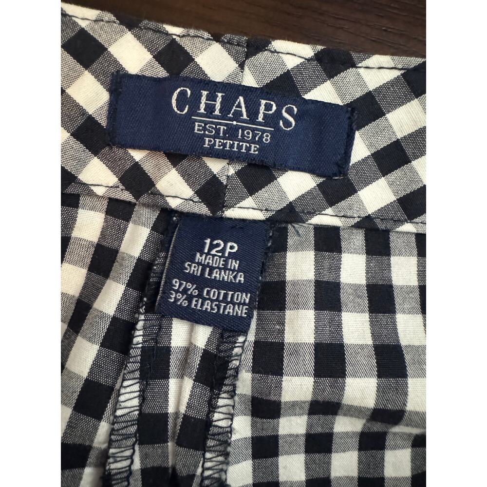 Chaps Cropped Black White Gingham Cotton Pants Preppy Summer Vacation 12 Petite - Picture 6 of 8